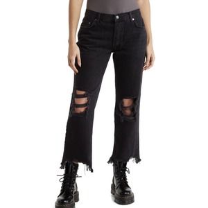 We The Free Maggie Mid Rise Straight Ankle Jeans Black Sz 27, NWT